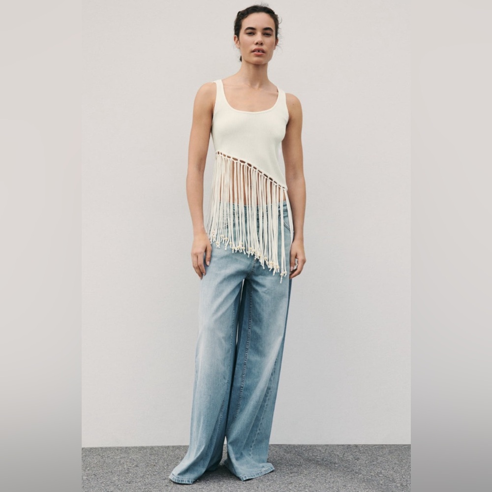 ZARA Ribbed Top With Beading